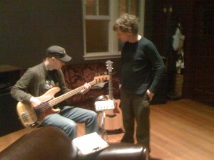 Dan Achen and Michael Chambers working on a basslines for Burning the Boats sessions