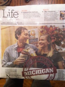 Hey! Look at us cheering our nuptials with jars of McClures!