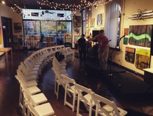 Josh Rose and Oscar setting up before the show. Thanks to Richard App Gallery for hosting!